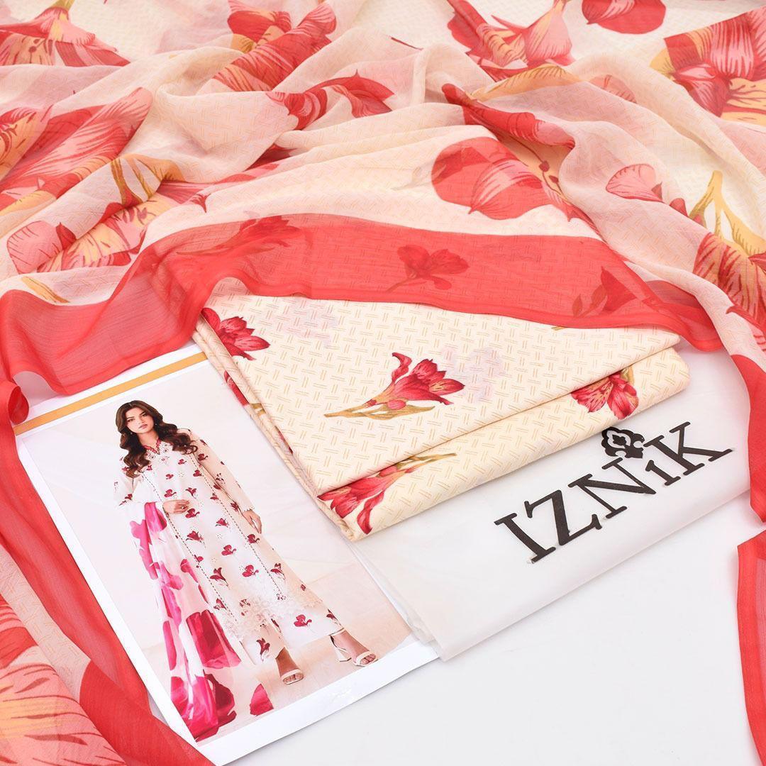 3 Pcs Women's Unstitched Printed Suit